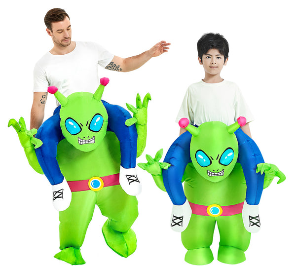 Kids and Adults Inflatable Alien Costume - UFO Ride-On Abduction Suit