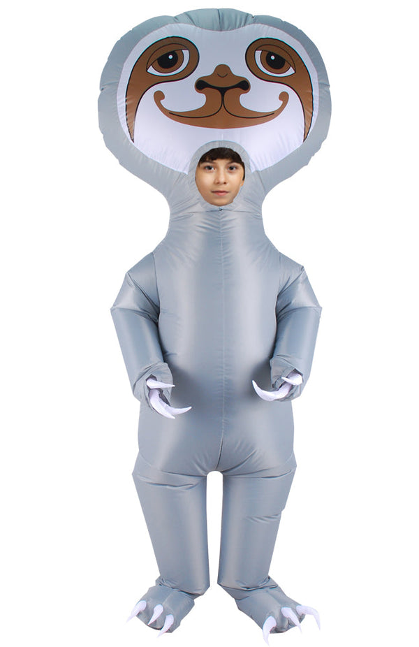Kids Inflatable Sloth Costume - Animal Ride-On Suit with Fan