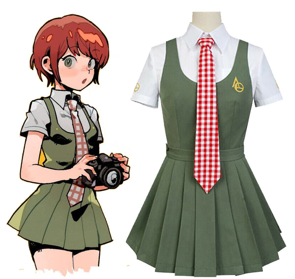Womens Anime School Photographer Costume - Red Wig Cosplay Set
