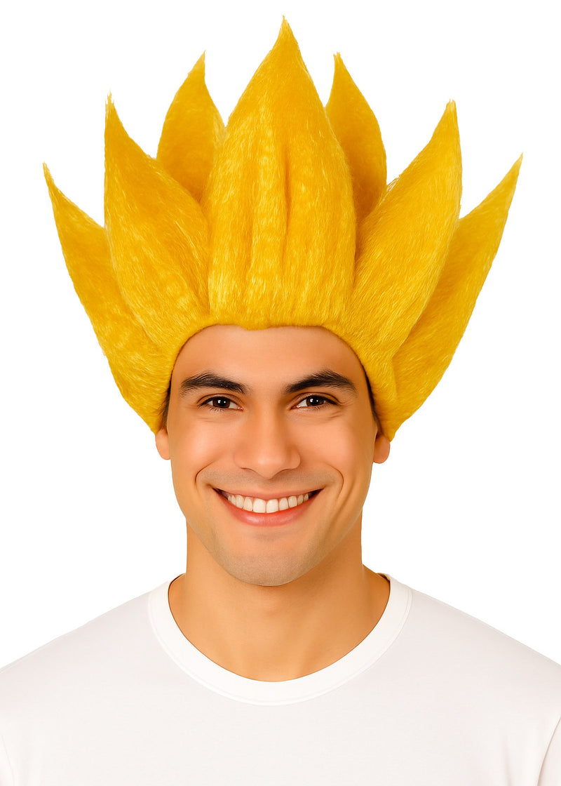 Yellow Spiky Anime Fighter Wig