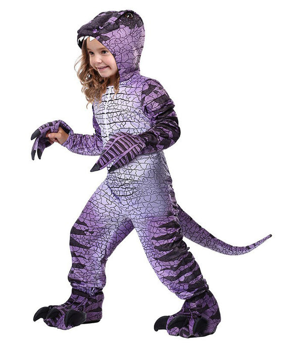 Kids Spinosaurus Dinosaur Costume - Purple Jurassic Jumpsuit