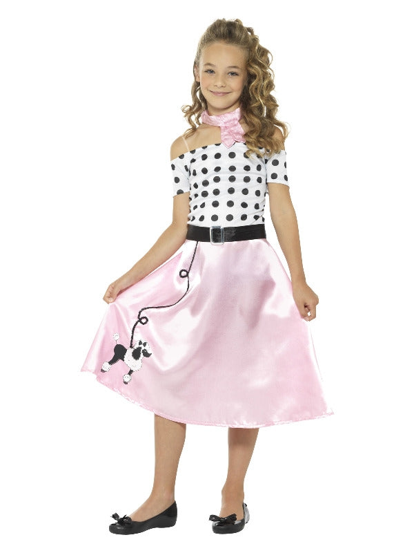 Girls 50s Poodle Kids Costume Rock n Roll Fancy Dress Jive Retro Outfit