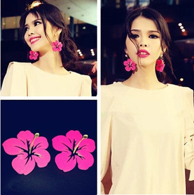 Rose Earrings Neon 80s 90s Retro Rock Star Ladies