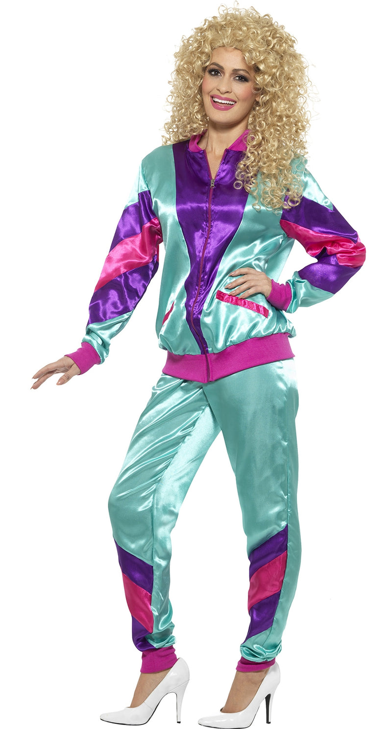 80s Height Of Fashion Purple Shell Suit Tracksuit Ladies Costume