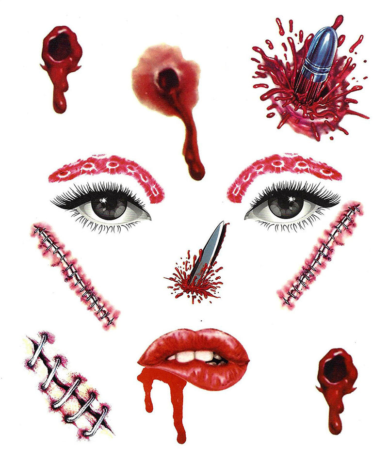 Ladies Halloween Day of the Dead Face Temporary Tattoo