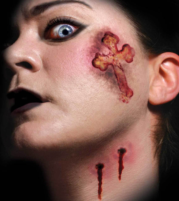 Halloween Trauma Vampire Kiss Scary Face Temporary Tattoo