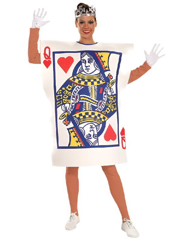 Womens Alice Queen Of Hearts Poker Playing Card Fancy Adult Costume in Wonderland
