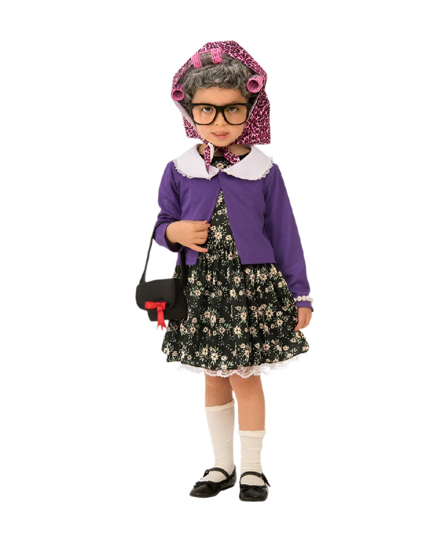Grandma Old Lady Woman Granny Mother Child Cosplay Costume Party Kids Outfit