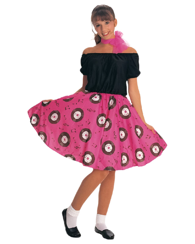 Ladies 1950s Hop Skirt Grease Poodle Sweetheart Bopper Costume