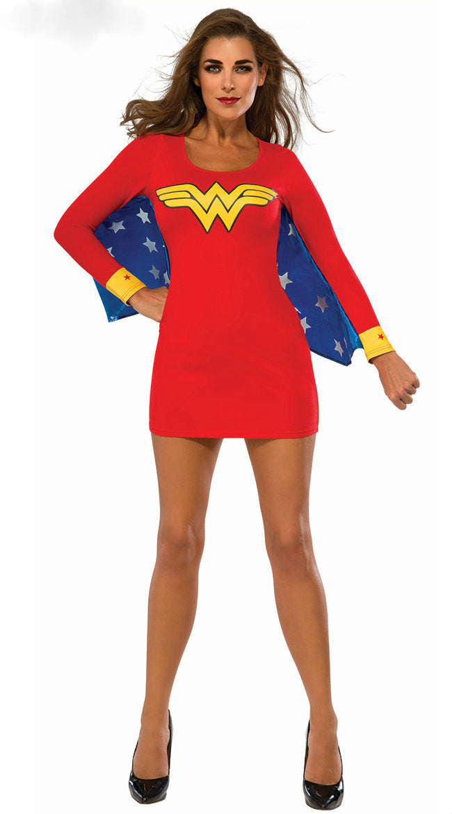 Wonder Woman Dress With Wings Ladies Super Hero Fancy Dress Costume Outfit