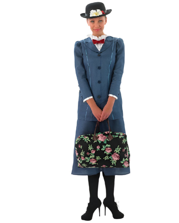 Mary Poppins English Nanny Maid Victorian Costume WomensBook Week Jacket Skirt Hat Bag