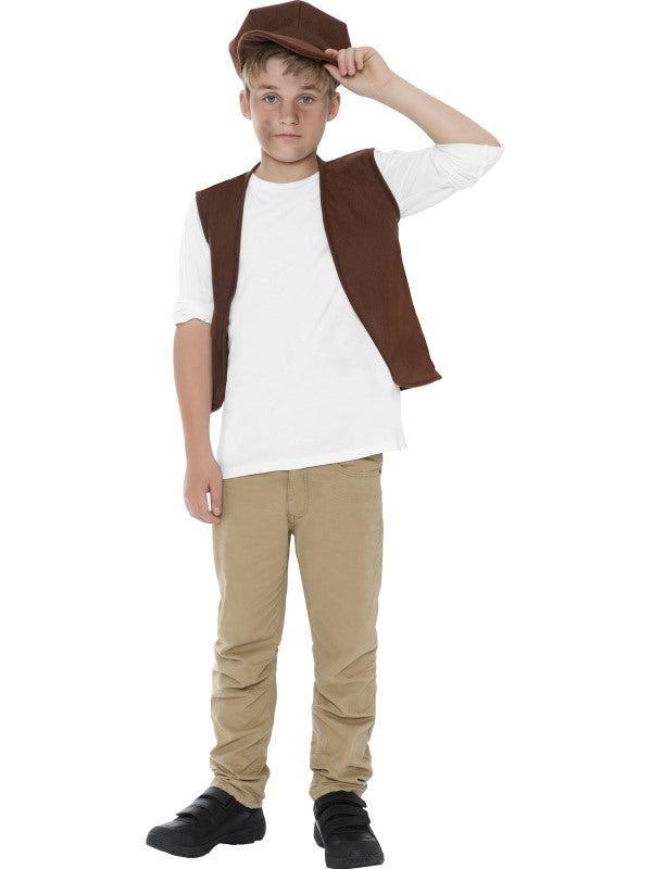 Victorian Urchin Set Boys Kids Childs Outfit Waistcoat Cap Hat