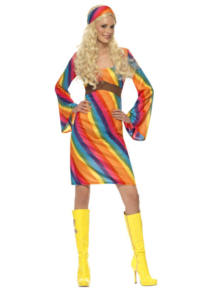 Ladies 60s 70s Retro Hippie Go Go Girl Disco Costume