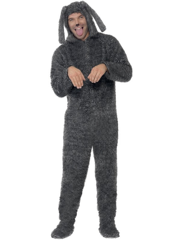 Mens Fluffy Dog Jumpsuit Onesie Animal Funny Puppy Costume