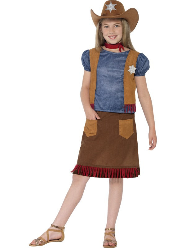 Girls Kids Western Belle Cowgirl Costume Sheriff American Wild West Outfit