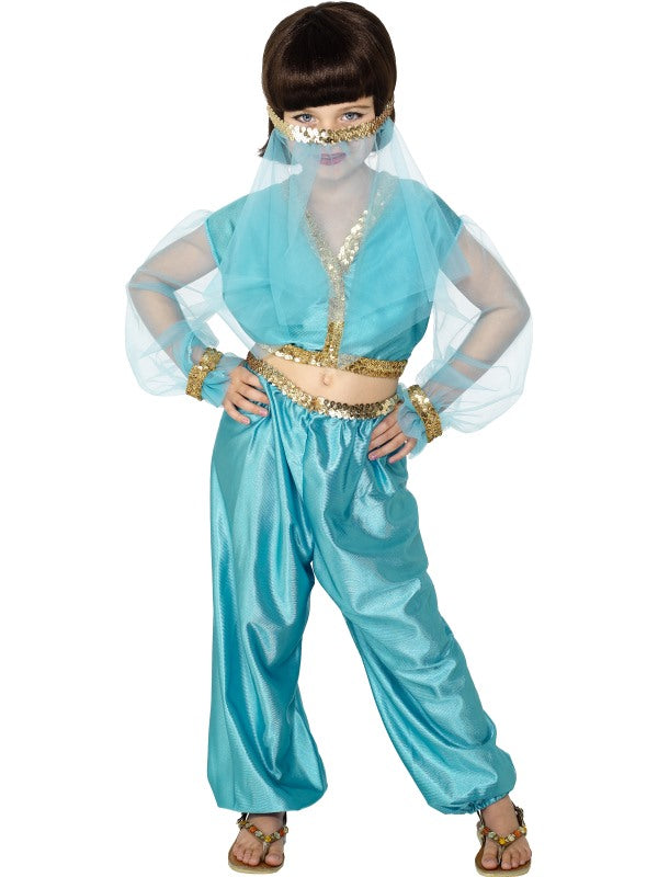 Girls Arabian Genie Aladdin Belly Costume Princess Jasmine Dancer Party Outfit