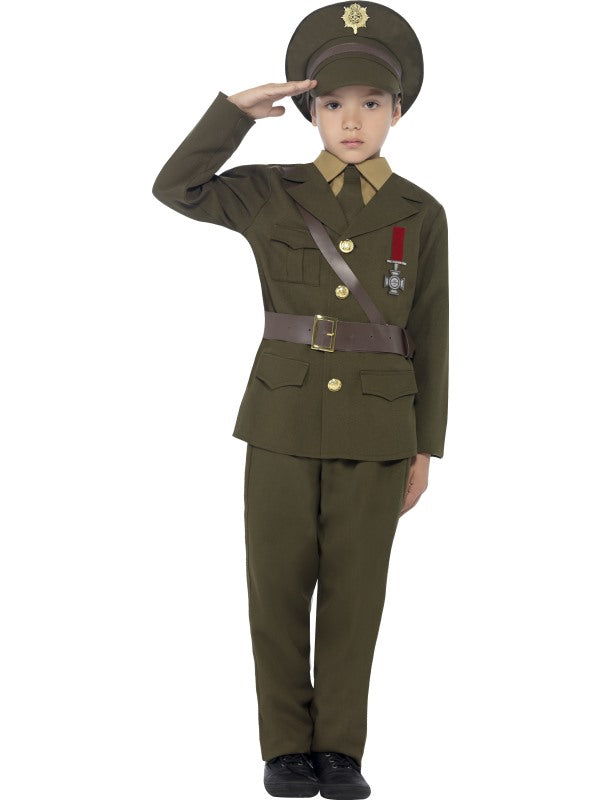Army Officer Costume Kids Boys Ceremonial Soldier Officer WW2 Military Uniform
