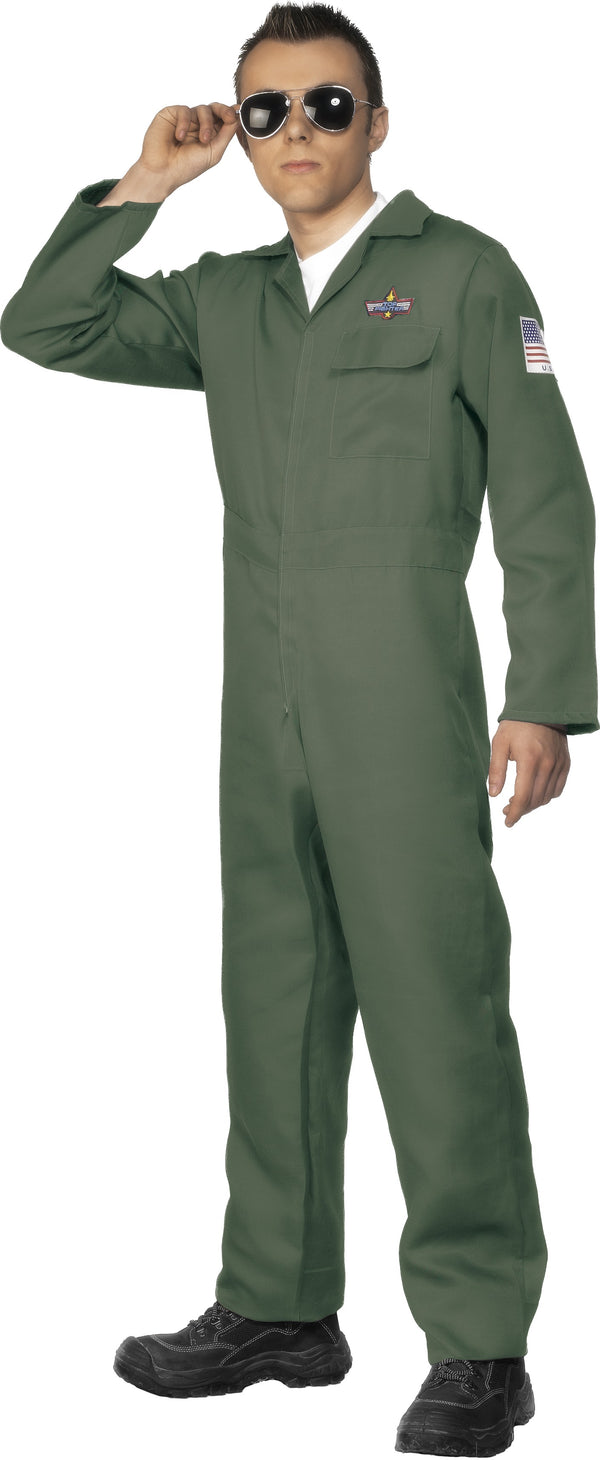 Retro Men Aviator Pilot Costume Top Gun 1980s 80s Military Costume