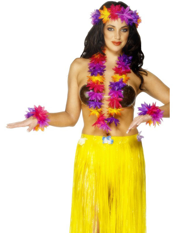 Hawaiian Tropical Hula Grass Dancer Headband Garland Wristband