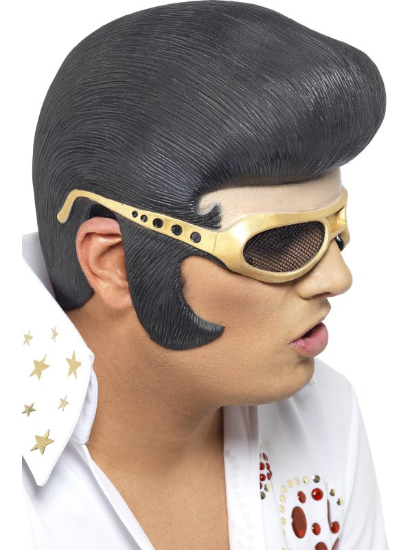ELVIS Headpiece Rock n Roll The King 1950s Mens Wig Glasses
