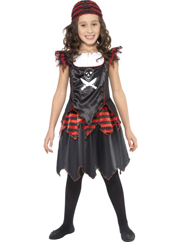 Pirate Skull Crossbones Caribbean Kids Girls Gothic Book Week Costume