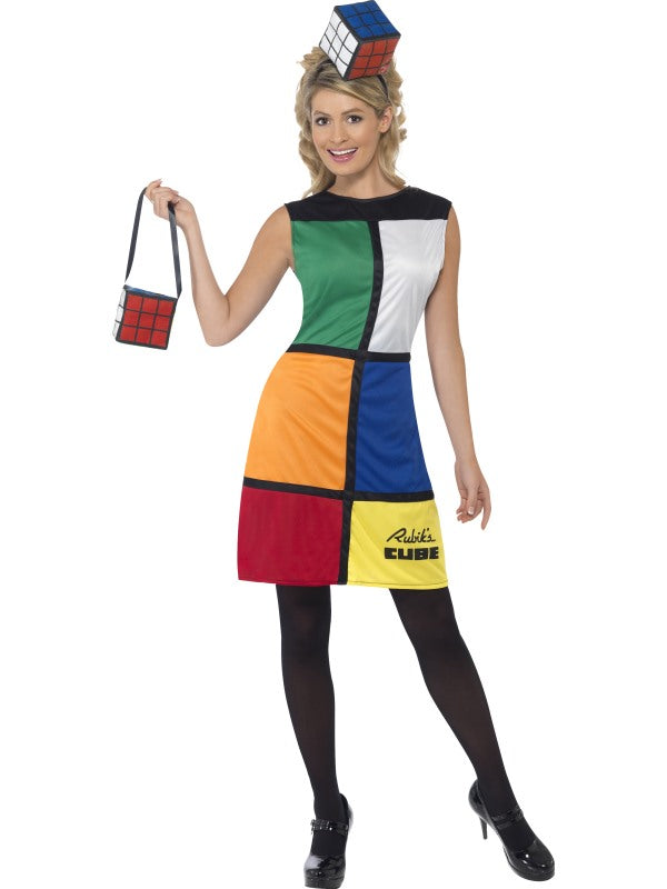 Ladies Cube With Headband Halloween Fancy Dress Costume With Bag