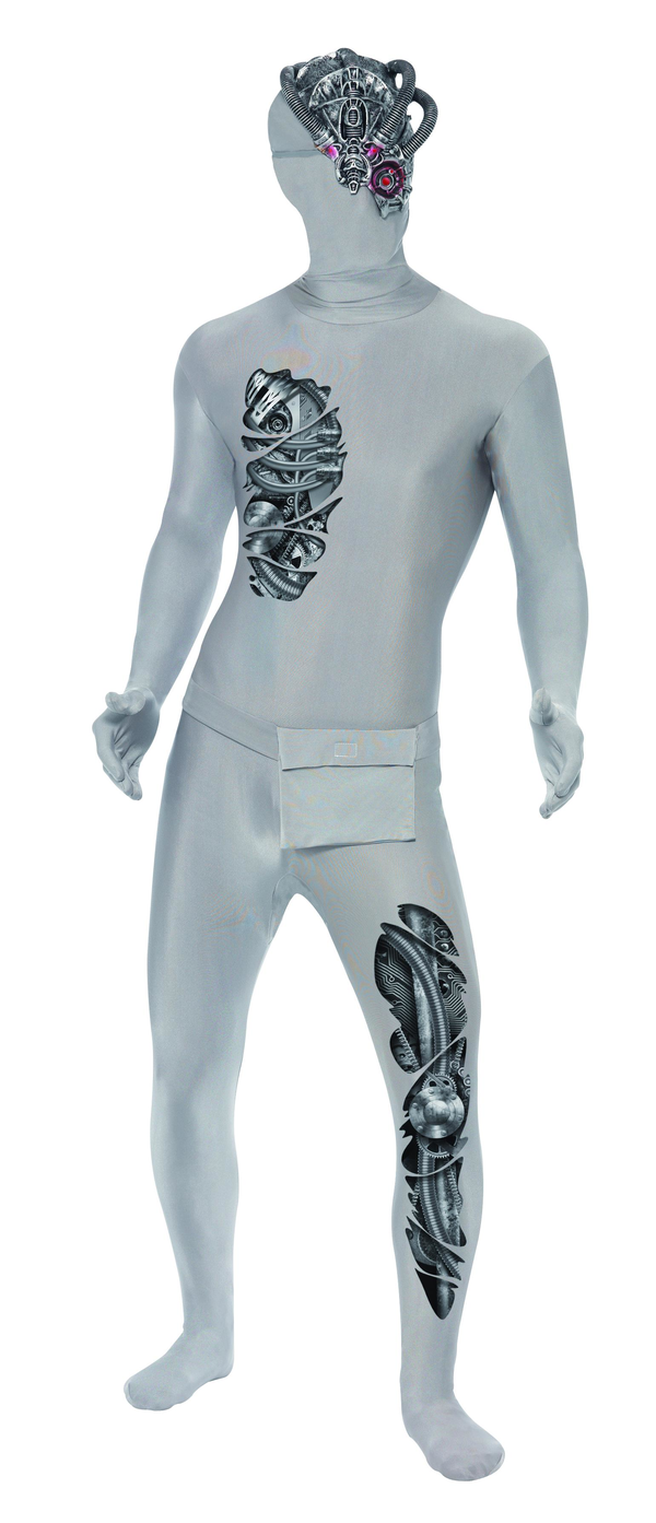 Robotic Second Skin Bodysuit Metal Mens Halloween Robot Sci-Fi Costume