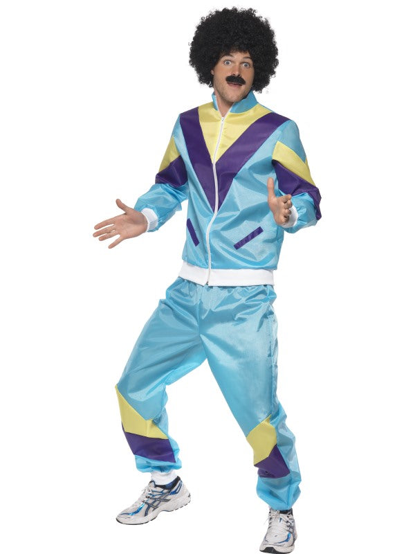 Mens 80s Height Fashion Scouser Tracksuit Shell Suit Costume