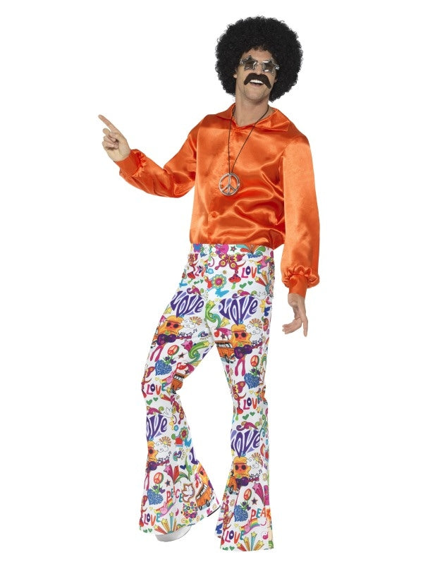 Groovy Flared Bell Bottom 1960s 1970s Hippie Retro Costume Pants Trousers