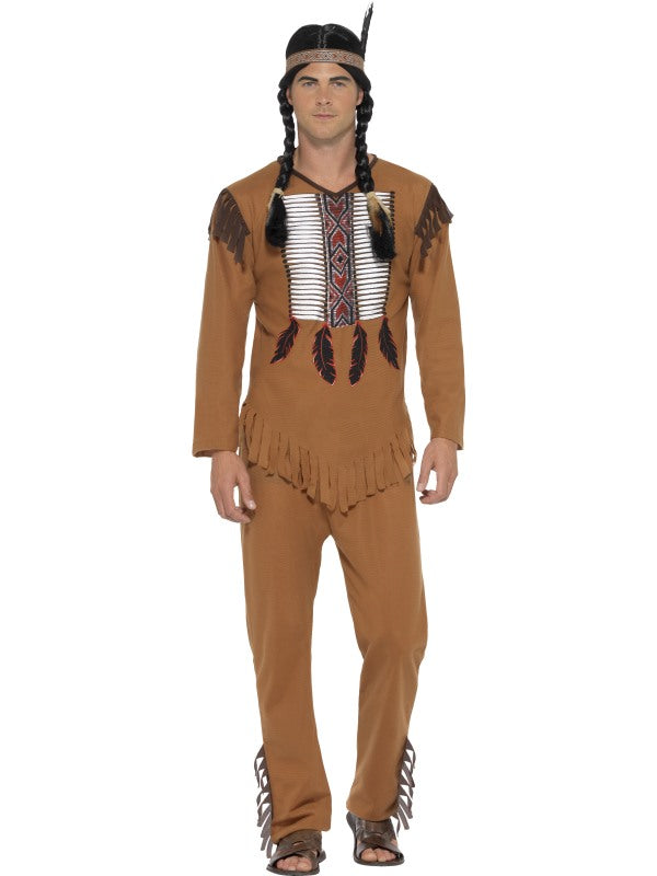 Mens Native Western Warrior Costume Cowboys American Wild West Indians