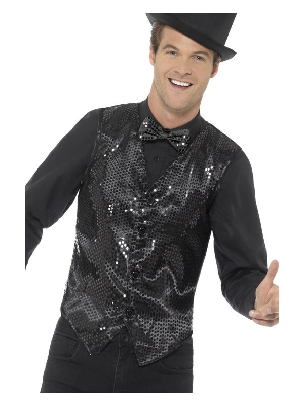 Black Sequin Waistcoat Show Costume