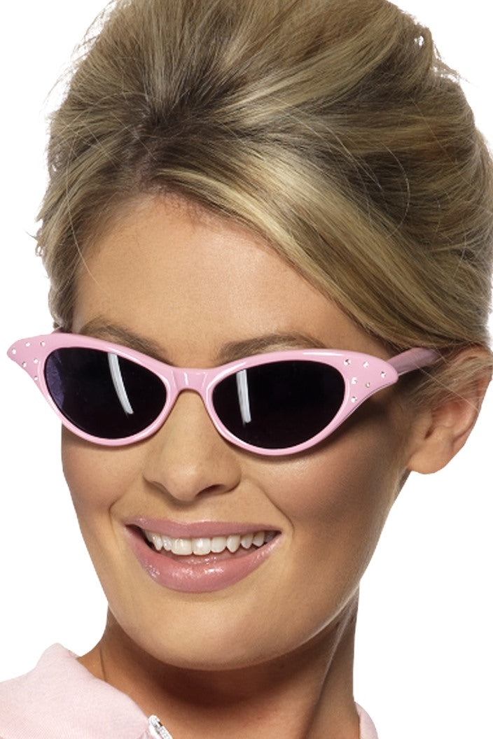 Flyaway Style Rock and Roll Pink Lady Sunglasses 1950s 50s Fancy Dress Accessory