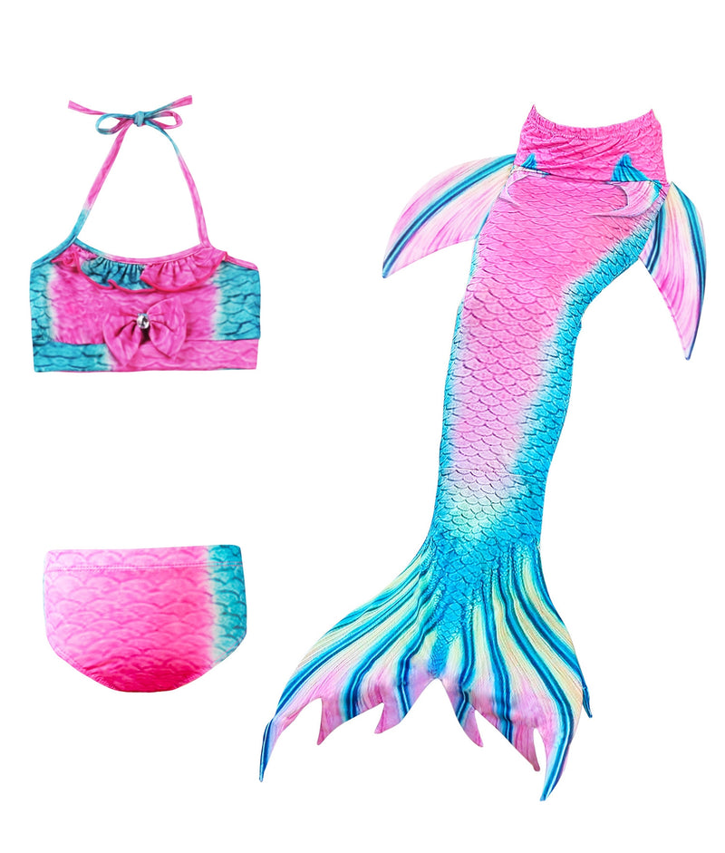 Pink Girls Mermaid Tail Swimsuit Costume