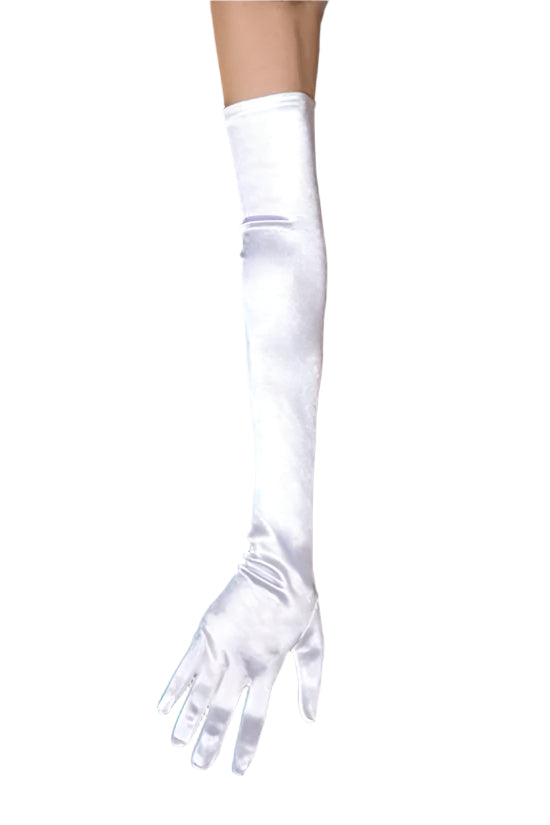 New White satin Lycra Gloves