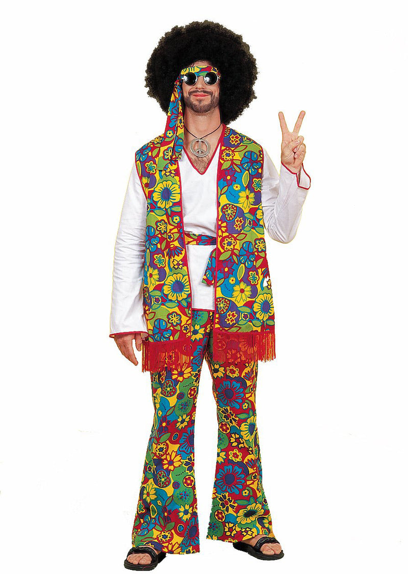 Mens 1960s 1970s Retro Groovy Guy Costume Hippie Hippy 60s 70s Disco Fancy Dress