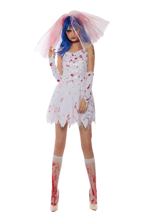 Ladies Zombie Blood Bride Halloween Fancy Dress Costume