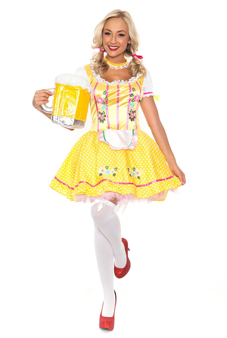 Ladies Beer Maid Costume Oktoberfest Bavarian Wench German Heidi Fancy Dress