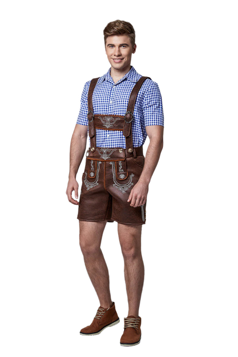 Mens Lederhosen Oktoberfest German Costume PU Leather