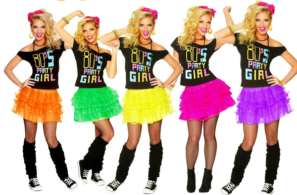 80s Party Girl T-shirt Skirt Costume