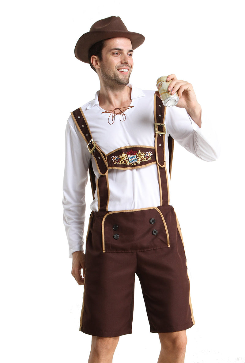 Mens Lederhosen Oktoberfest Costume with Hat