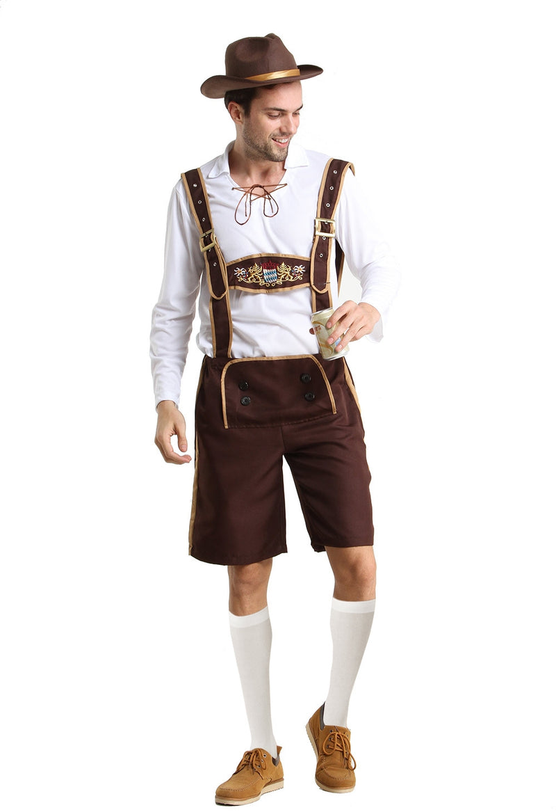 Mens Lederhosen Oktoberfest Costume with Hat and Socks