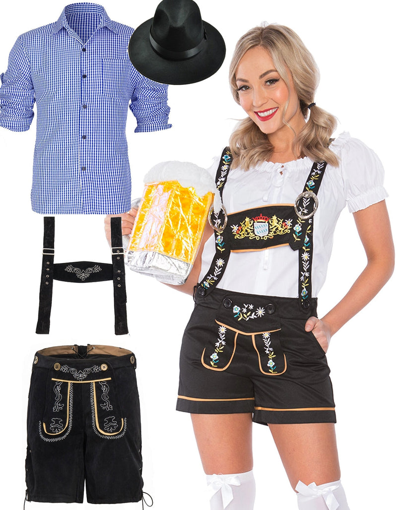 Couples Mr. and Mrs. Oktoberfest Lederhosen Costumes