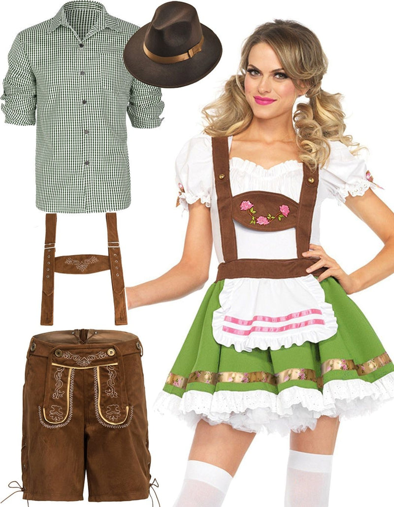 Couple Green Oktoberfest Beer Lederhosen