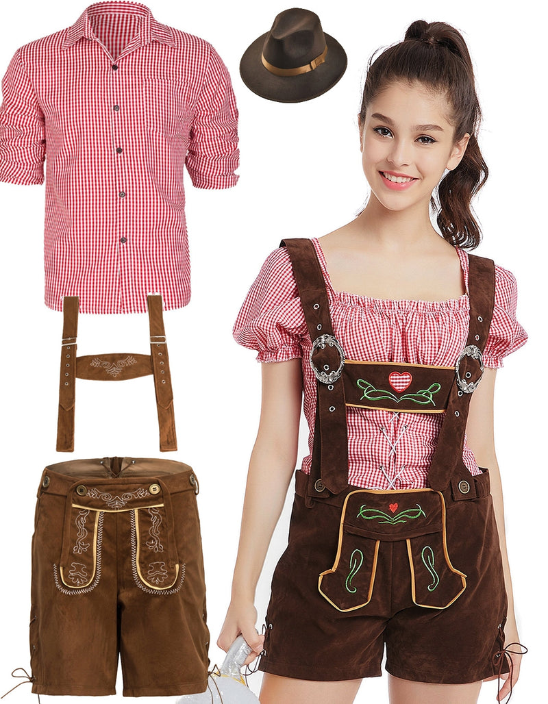Couple Red Oktoberfest Beer Lederhosen