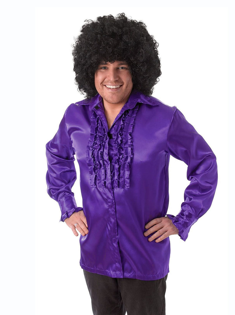 Mens 60's 70's Groovy Hippie Purple Shirt Costume