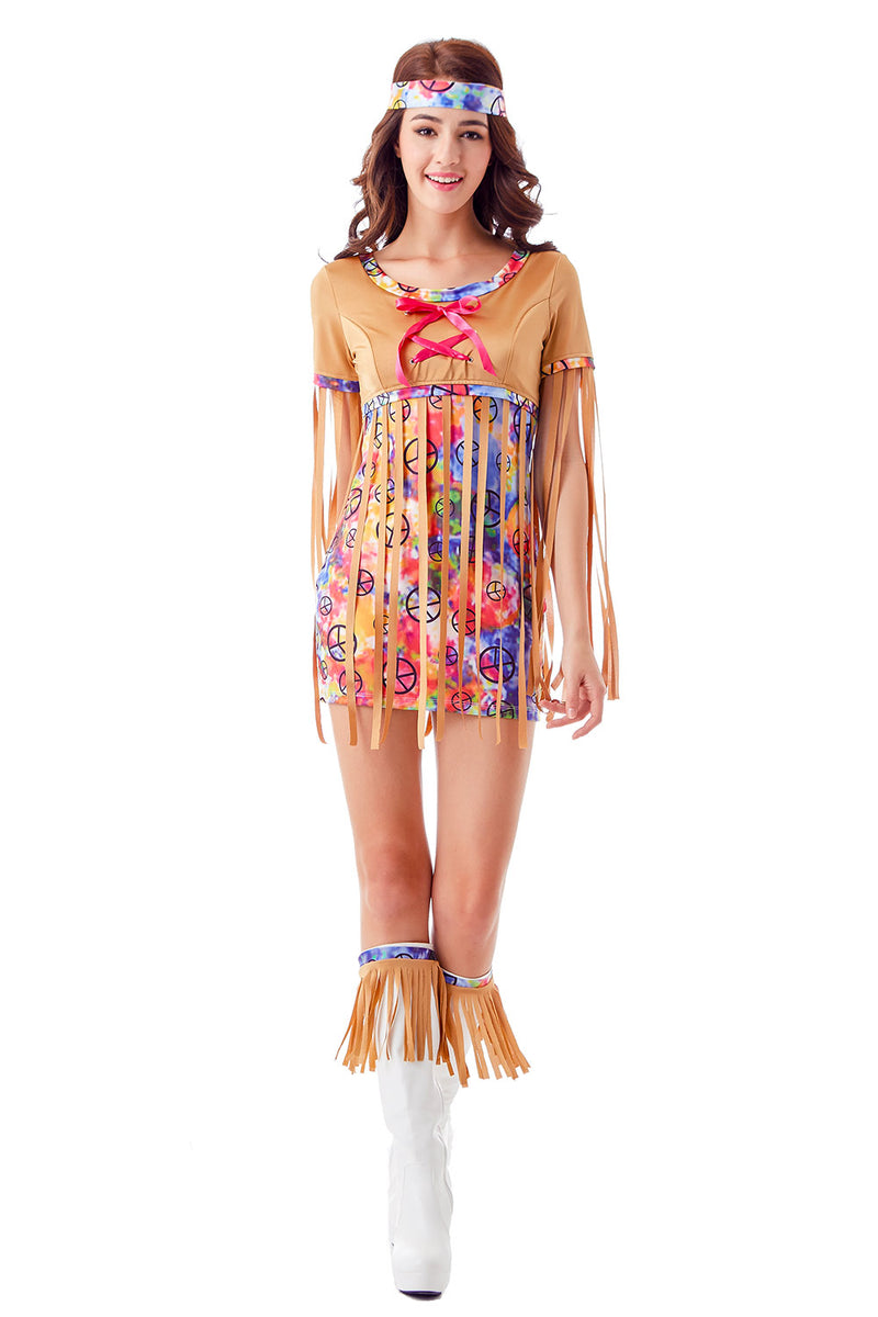 Ladies 60s 70s Disco Retro Groovy Hippie Go Go Girl Costume