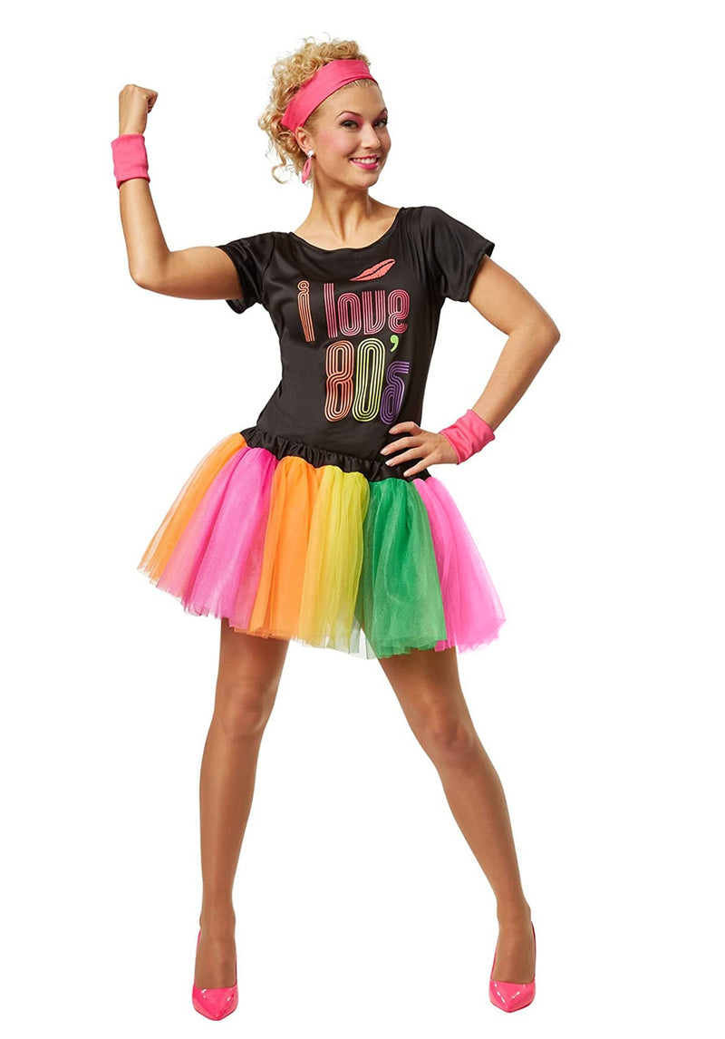 Ladies 80s Costume T-Shirt I love 80s