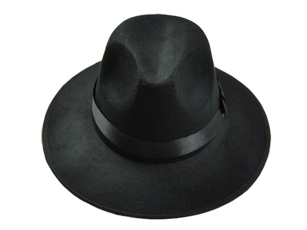 Gangster Hat Black Velour 20s Costume Accessories