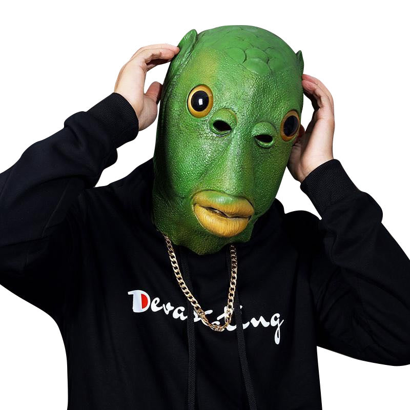 Green Fish Head Mask Funny Costume Accessory