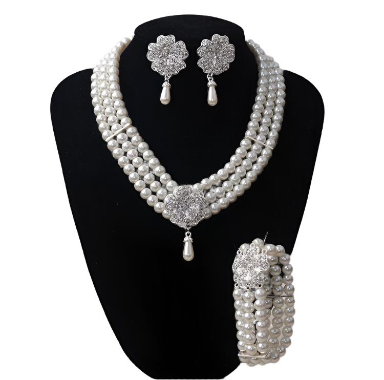 1920s Necklace Pearl Bracelet Earrings Set